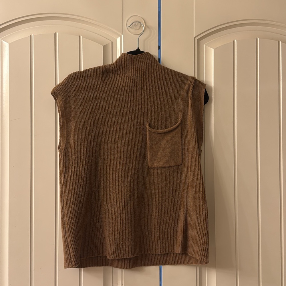 Brown Sleeveless Knit Sweater